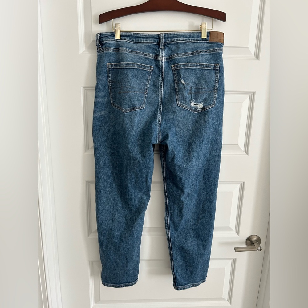 American Eagle Mom Ripped Straight Jeans Blue Size 16 - Picture 10 of 15